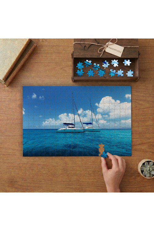 Okyanuda Yelkenli Tekneler Tasarımı 240 parça Ahşap Puzzle Ahşap Kutuda MP08043