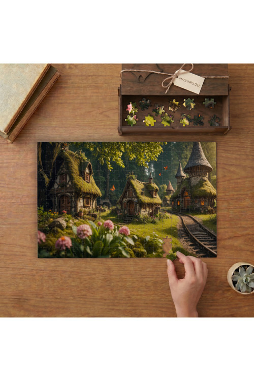 Ormanda Fantastik Kır Evleri Tasarımı 240 Parça Ahşap Puzzle Ahşap Kutuda MPY60500