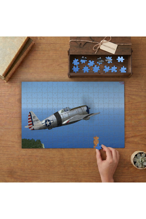P47D Savaş Uçağı Tasarımı 240 Parça Ahşap Puzzle Ahşap Kutuda MPY20251