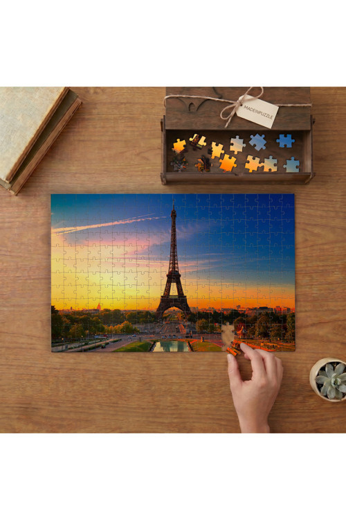 Paris - Gün Batımı - Eyfel Kulesi Tasarımı 240 parça Ahşap Puzzle Ahşap Kutuda MP07351