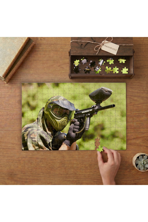 Paintball Oyunu Tasarımı 240 parça Ahşap Puzzle Ahşap Kutuda MP00547