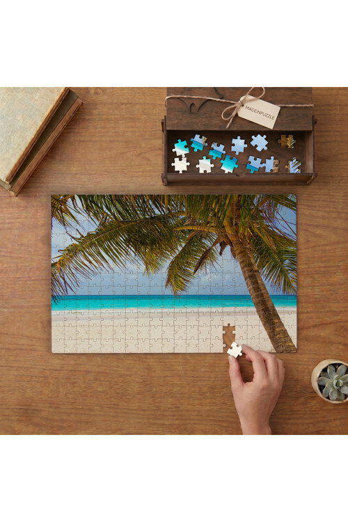 Palmiye Ağacı - Kusal - Deniz Kıyısı Tasarımı 240 parça Ahşap Puzzle Ahşap Kutuda MP04761
