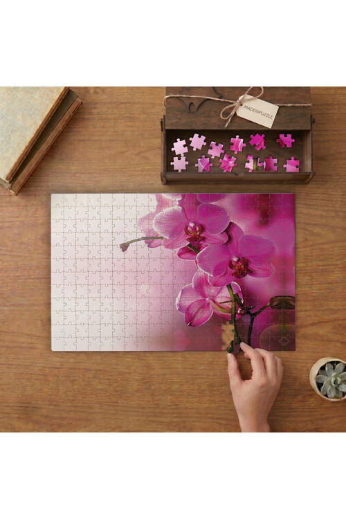 Pembe Orkide Tasarımı 240 parça Ahşap Puzzle Ahşap Kutuda MP06496