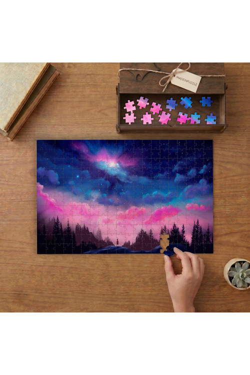 Renkli Bulutlar - Gece Manzarası Tasarımı 240 Parça Ahşap Puzzle Ahşap Kutuda MPY60321