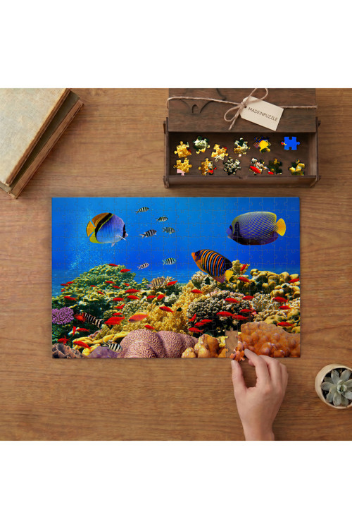 Rengarenk Deniz Canlıları Tasarımı 240 parça Ahşap Puzzle Ahşap Kutuda MP04556