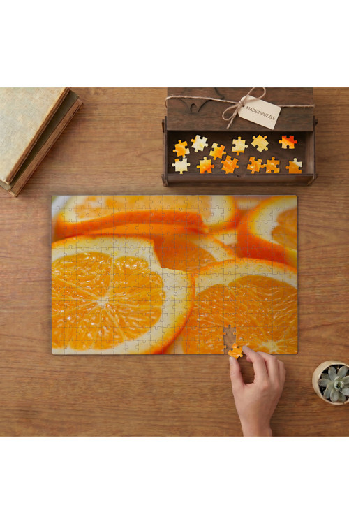 Portakal Dilimleri - Yakın Çekim Tasarımı 240 parça Ahşap Puzzle Ahşap Kutuda MP02599
