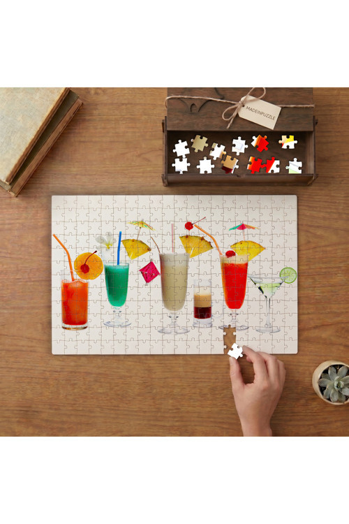 Renkli Koktteyller Tasarımı 240 parça Ahşap Puzzle Ahşap Kutuda MP01713