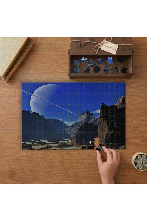 Satürn'ün Titan'dan Görünümü Tasarımı 240 parça Ahşap Puzzle Ahşap Kutuda MP05276