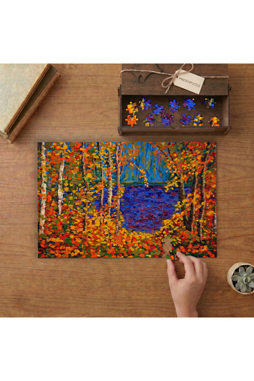 Sonbahar Yaprakları - Turuncu - Pastel Renkler Tasarımı 240 parça Ahşap Puzzle Ahşap Kutuda MP03031