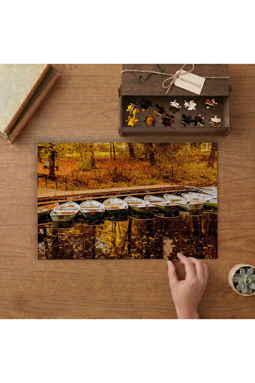 Sonbahar - Kayıklar - Kıyı Tasarımı 240 parça Ahşap Puzzle Ahşap Kutuda MP10170