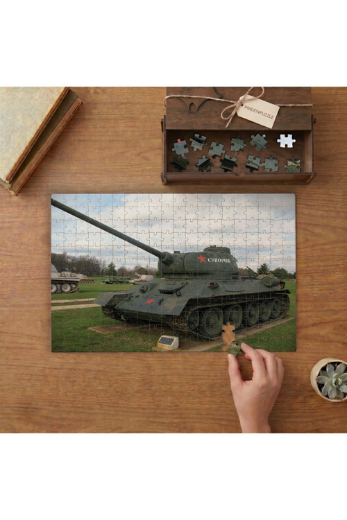 T -34-85 Sovyet Tankı Tasarımı 240 Parça Ahşap Puzzle Ahşap Kutuda MPY20399