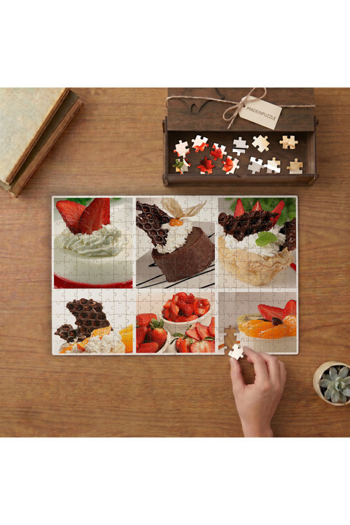 Tatlı Görseller - Çeşit Çeşit Tatlılar Tasarımı 240 parça Ahşap Puzzle Ahşap Kutuda MP01640