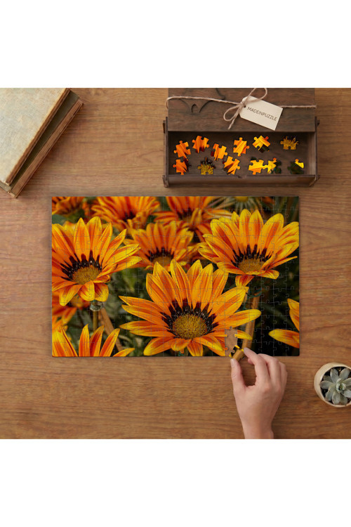 Turuncu Gazanyalar Tasarımı 240 parça Ahşap Puzzle Ahşap Kutuda MP04569