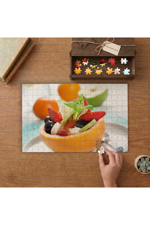 Taze Meyve Salatası Tasarımı 240 parça Ahşap Puzzle Ahşap Kutuda MP01813