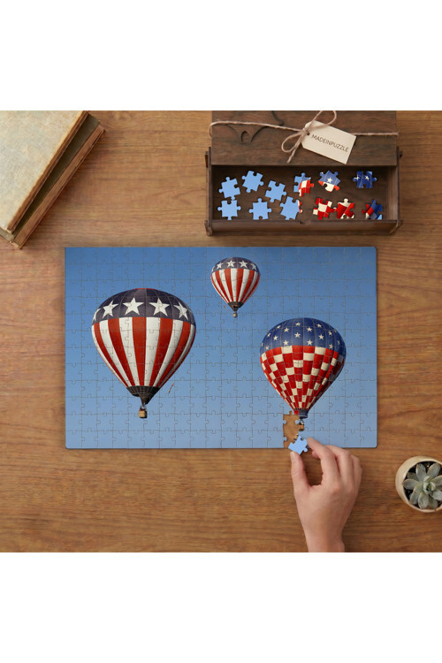 Uçan Balonlar Tasarımı 240 parça Ahşap Puzzle Ahşap Kutuda MP11372