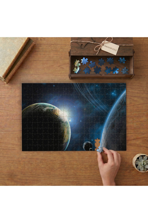 Uzay - Gezegenler - Evren Tasarımı 240 Parça Ahşap Puzzle Ahşap Kutuda MPY50451