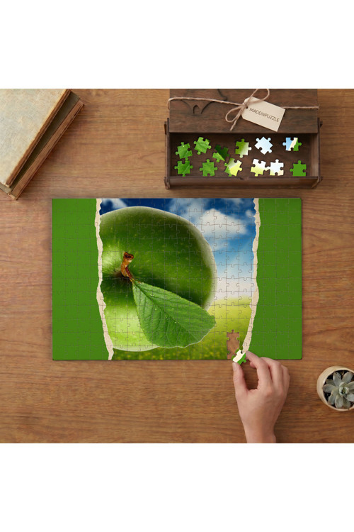 Yeşi Elma Tasarımı 240 parça Ahşap Puzzle Ahşap Kutuda MP00414