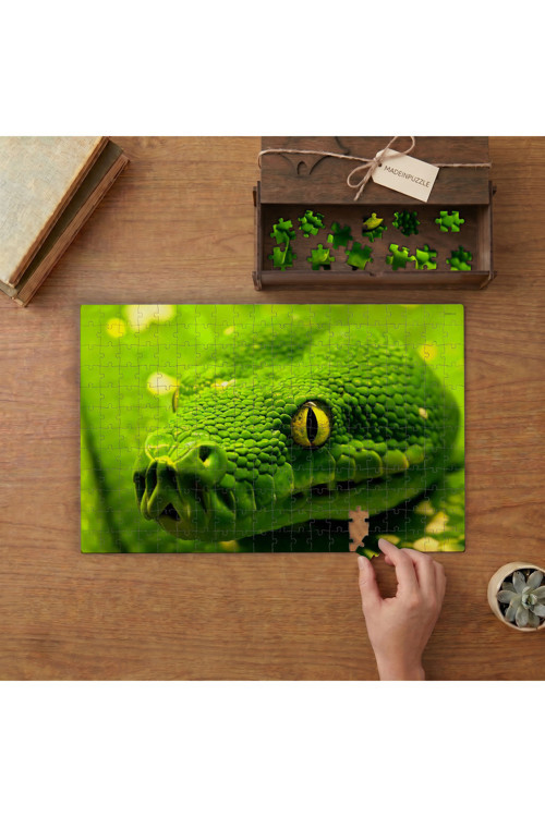 Yeşil Agaç Pitonu Tasarımı 240 Parça Ahşap Puzzle Ahşap Kutuda MPY60200