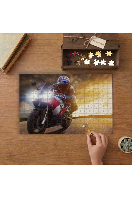 Yarış - Yarış Motoru Tasarımı 240 parça Ahşap Puzzle Ahşap Kutuda MP07837
