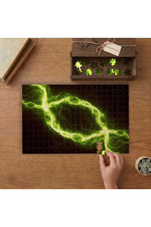 Yeşil Yıldırım Güç Soyut Güç Tasarımı 240 parça Ahşap Puzzle Ahşap Kutuda MP01069