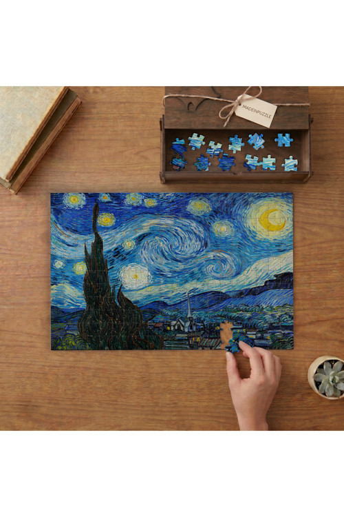 Yıldızlı Gece - Van Gogh Tasarımı 240 parça Ahşap Puzzle Ahşap Kutuda MP03879