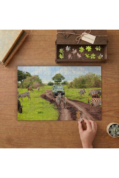 Zebralar - Amazon - Vahşi Hayvanlar Tasarımı 240 parça Ahşap Puzzle Ahşap Kutuda MP10139