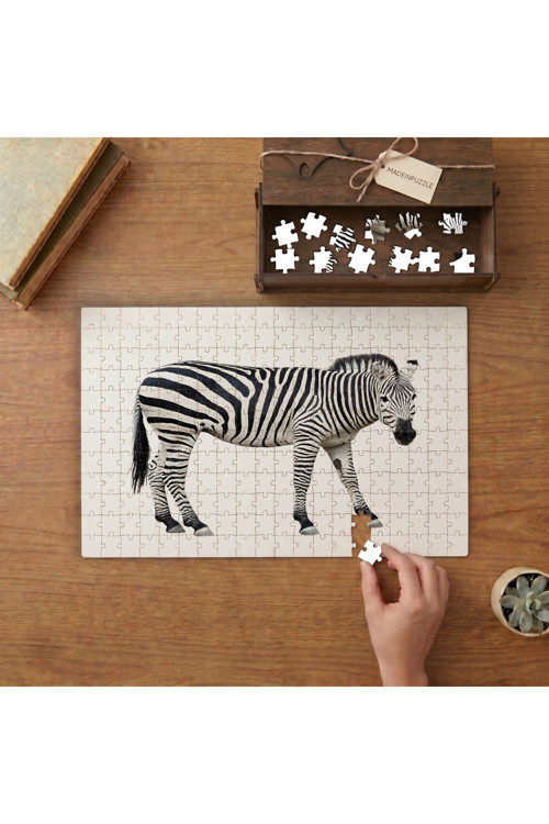 Zebra - Vahşi Hayvan Tasarımı 240 parça Ahşap Puzzle Ahşap Kutuda MP05012
