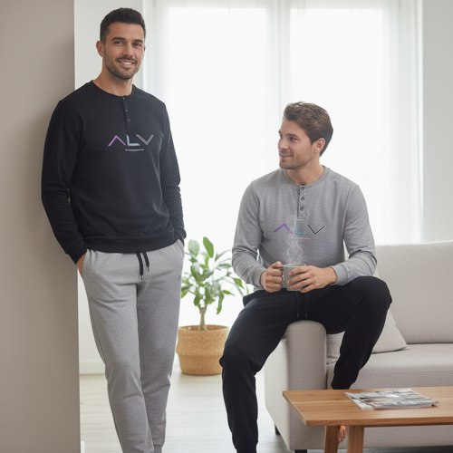 Erkek Pamuklu Bohçalık Ve Çeyizlik 2 Adet 2'li Pijama Takımı ( AL009 V1, AL009 V2 ) BB2479