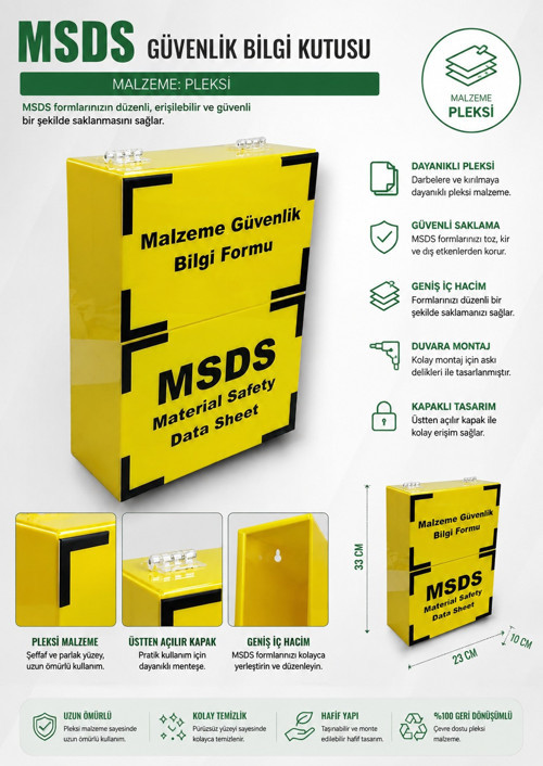 Malzeme GÜvenlik Bilgi Formu MSDS Kutusu Sarı Pleksi