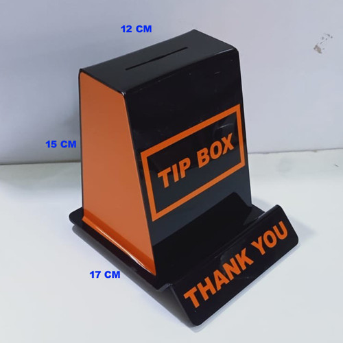 Tip Box Bahşiş Kutusu, Sadaka Kutusu ve Kumbara Siyah Bej Pleksi