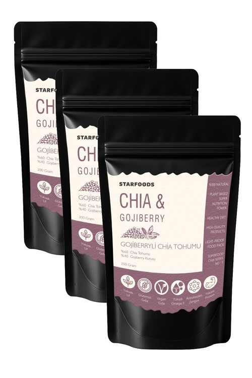 3 Paket Chia Tohumu & Gojiberry Gojiberryli Chia Tohumu Chia Seeds & Goji Berry