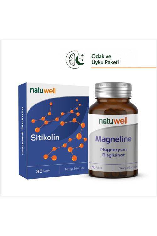Sitikolin 250 Mg Takviye Edici Gıda 30 Kapsül ve Magneline Magnezyum Bisglisinat 60 Tablet