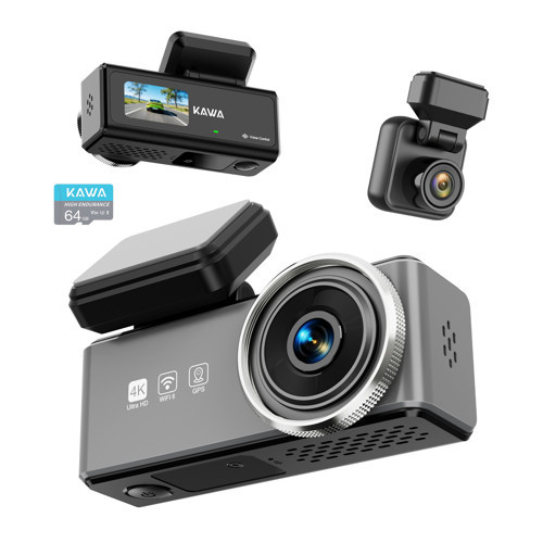 D9 2 Kameralı 4K Ön+1080P Arka HDR NightEagle Gece Görüşlü WiFi 6 GPS G-Sensör Araç Kamerası 64GB Kart Hediyeli