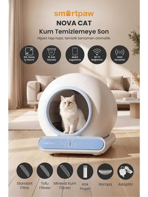 Nova Cat Akıllı Otomatik Kedi Tuvaleti Mavi (Türkiye Garantili)