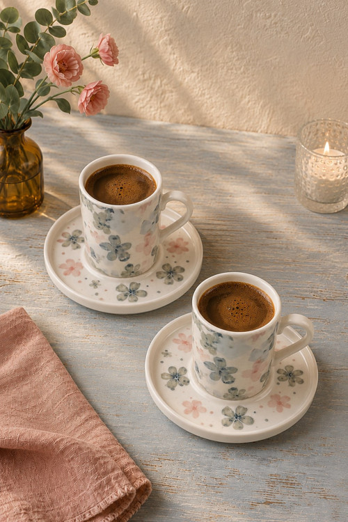 Porselen Matisse Kahve Fincan Takımı 90cc 4 Parça 2 Kişilik
