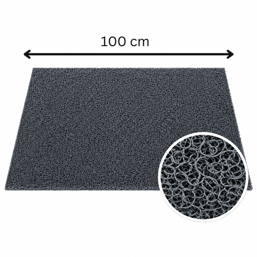 Kıvırcık Paspas 14 mm 100x1500 cm Gri PVC Kaymaz Tabanlı 15 Metre