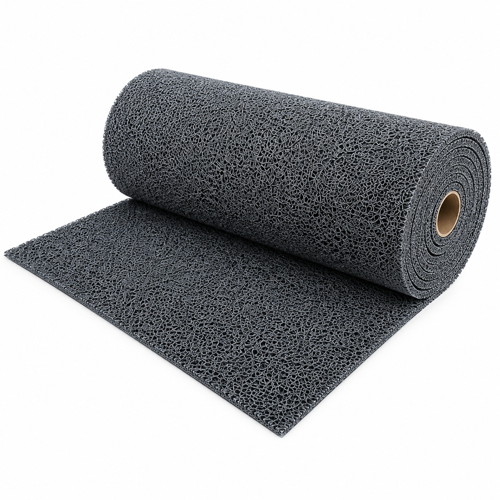 Kıvırcık Paspas 14 mm 100x500 cm Gri PVC Kaymaz Tabanlı