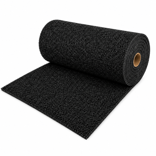 Kıvırcık Paspas 14 mm 100x300 cm Siyah PVC Kaymaz Tabanlı