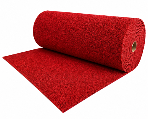 Kıvırcık Paspas 14 mm 100x150 cm Kırmızı PVC Kaymaz Tabanlı