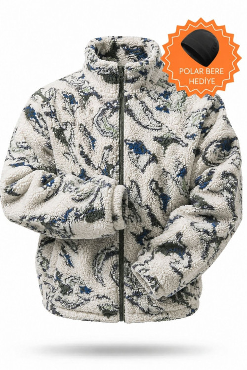 Erkek Isı Termal İç Dış Sherpa Sonbahar Kış Tam Fermuarlı Peluş Polar Sweatshirt