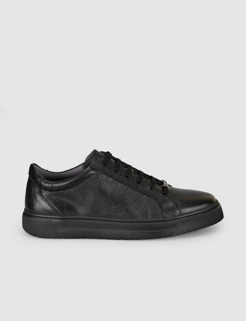 Erkek Siyah Hakiki Deri Günlük Sneaker Ayakkabı