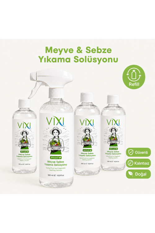 Meyve Sebze Yıkama Solüsyonu 500 ML Sprey + 3 Adet 500 ML