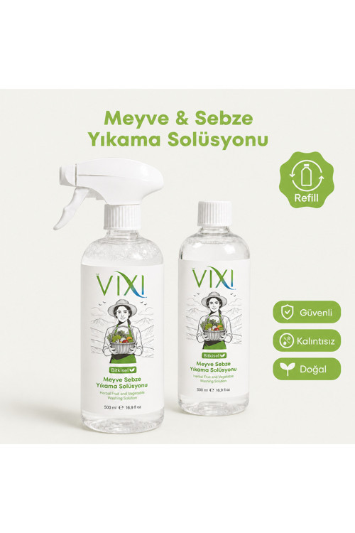 Meyve Sebze Yıkama Solüsyonu 500 ML Sprey + 500 ML Refill