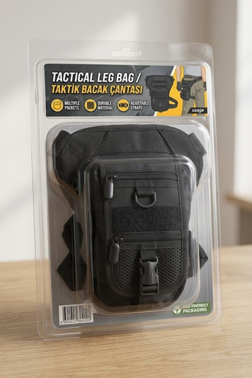 Olea Avm Tactical Siyah Bölmeli Bel ve Bacak Çantası Su Geçirmez 1900 Denye Kumaş