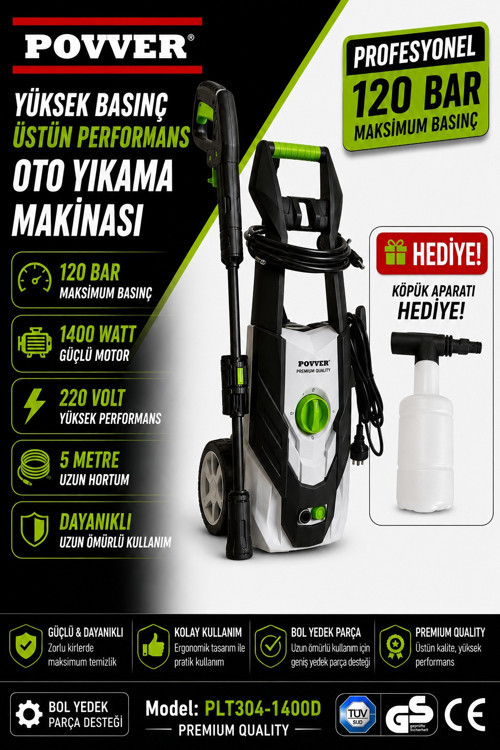 Profesyonel Yüksek Basınçlı Yıkama Makinası (1400 W-120 BAR)