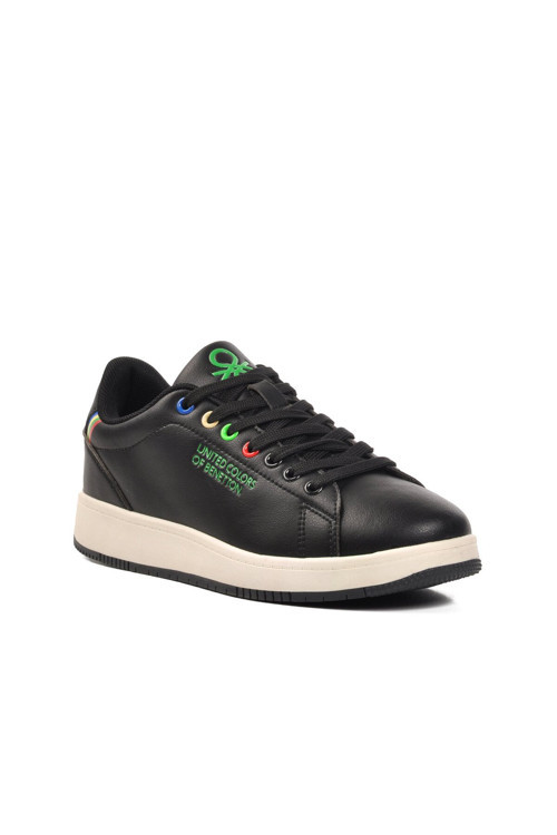Siyah-Beyaz Bağcıklı Kalın Rahat Tabanlı Unisex Yürüyüş ve Spor Ayakkabı Sneaker BNI-1006