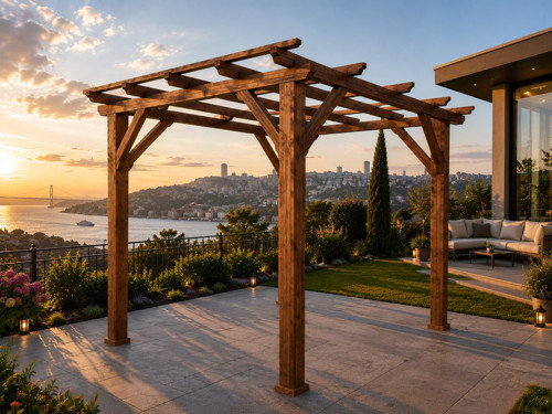 Pergola Ahşap Gölgelik Tente Çardak G4