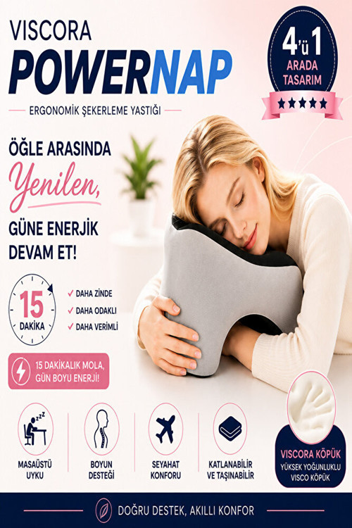 Powernap Ergonomik Masaüstü Uyku ve Kaylule Yastığı – Öğle Arası Uyku ve Şekerleme Yastığı Boyun, Kol ve Yüz Destekli Konfor