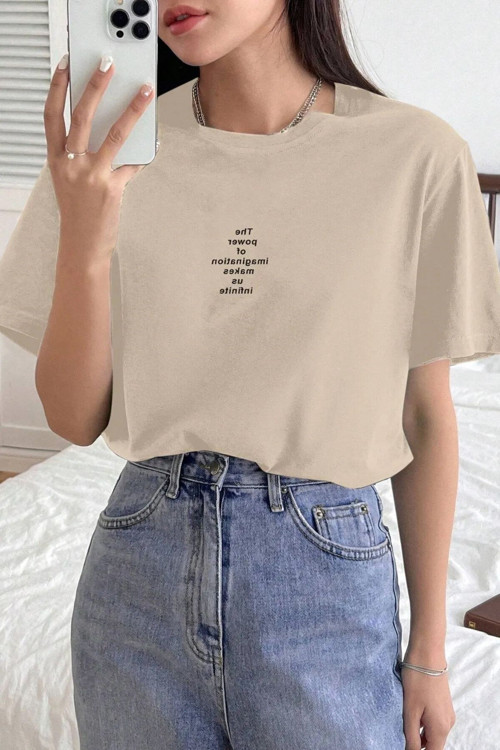 Unisex Lacivert The Power Of Baskılı Oversize T-shirt