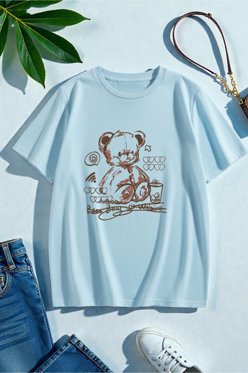 Unisex Bear Bear Baskılı Tasarım Tshirt